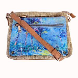 Leoma Lovegrove Tropical Crossbody Bag Purse Ocean Beach Straw Shoulder Purse